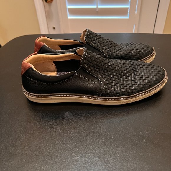 Johnston & Murphy size 9 black woven leather slip-on shoes main image 8